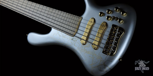 JERZY DROZD Trifid Nebula angled body reverse view with gold gilded ornaments and pickups