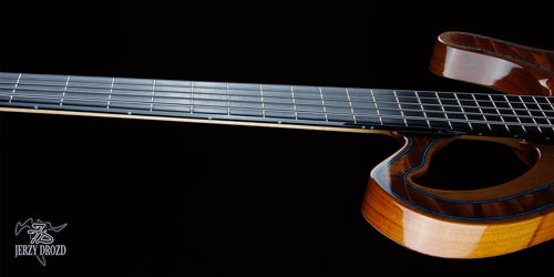 JERZY DROZD Deserto Rosso view of the instruments fretboard, neck and upper horn